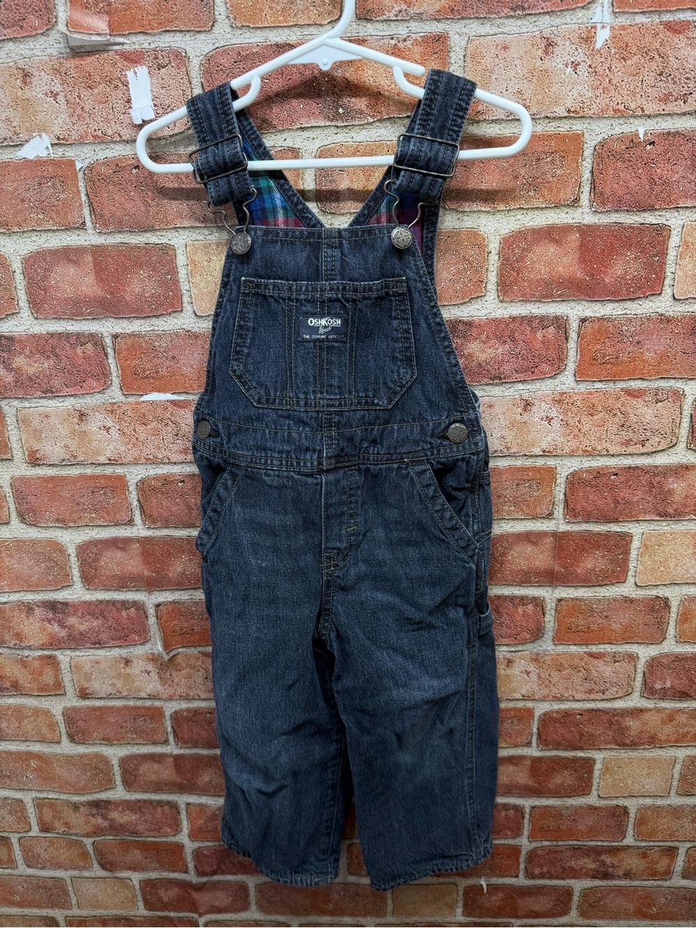 Classic Denim flannel lined Overalls Dark Blue   - Osh Kosh